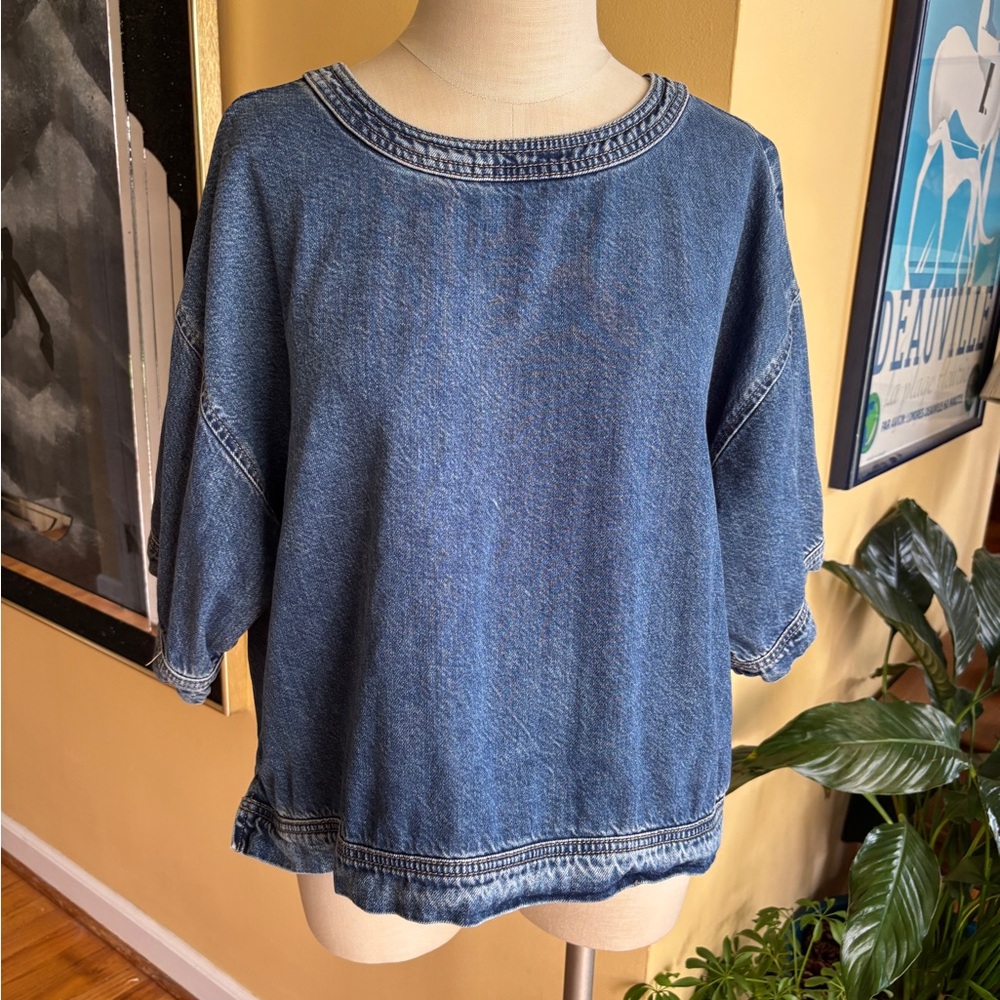 loft denim cropped top